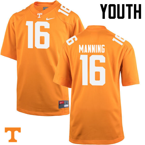 Youth #16 Peyton Manning Tennessee Volunteers College Football Jerseys-Orange